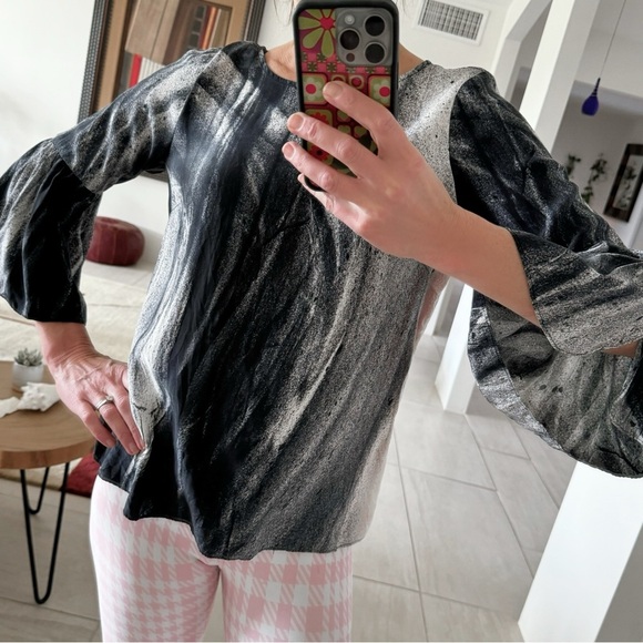 Go Silk Bell Sleeves Tie Dye Blouse Size S - Picture 2 of 10